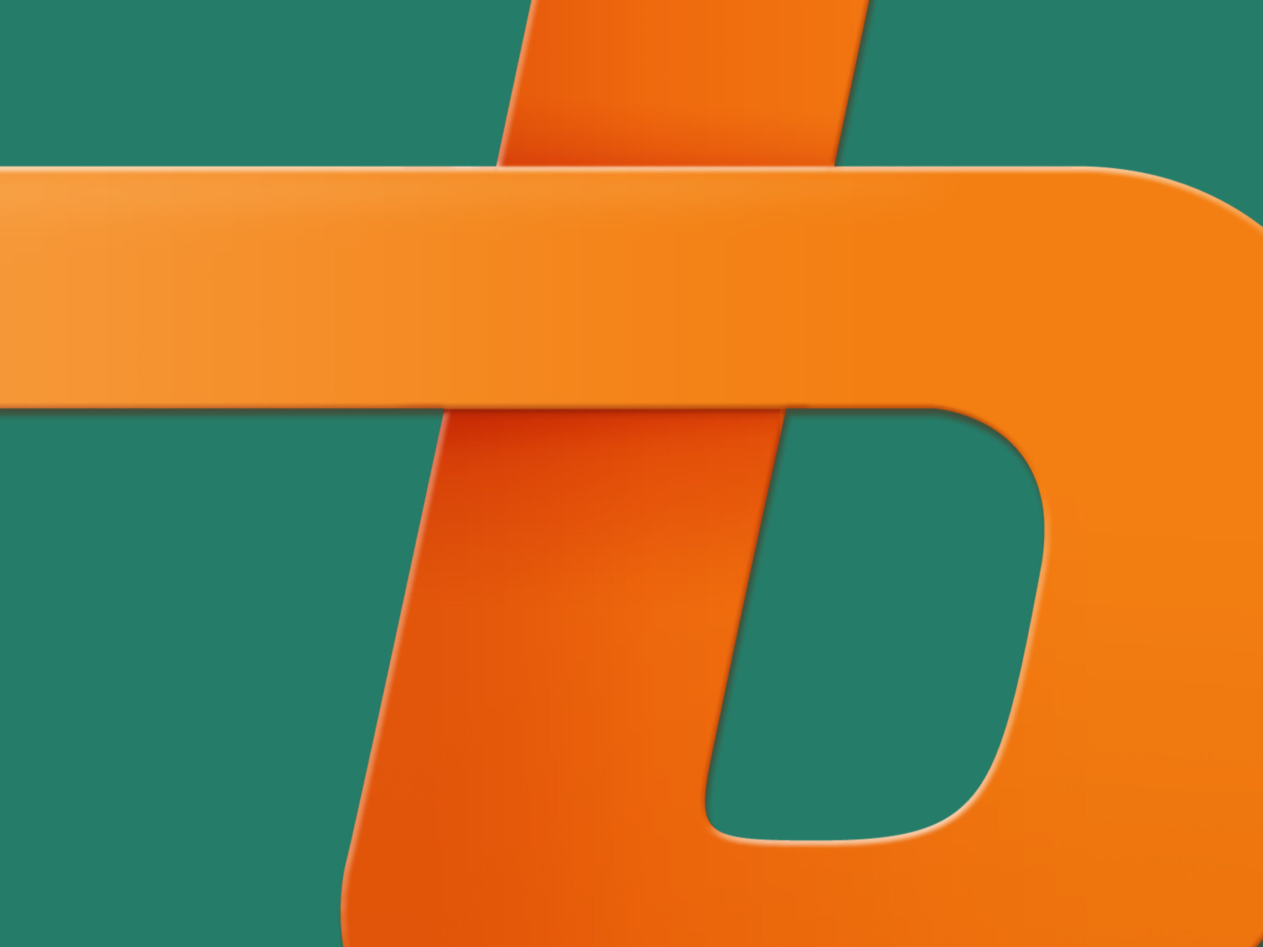 Das Kachelbild zeigt die Initiale b des Logos. Sie ist angeschnitten im Vordergrund in orange auf grünem Hintergrund