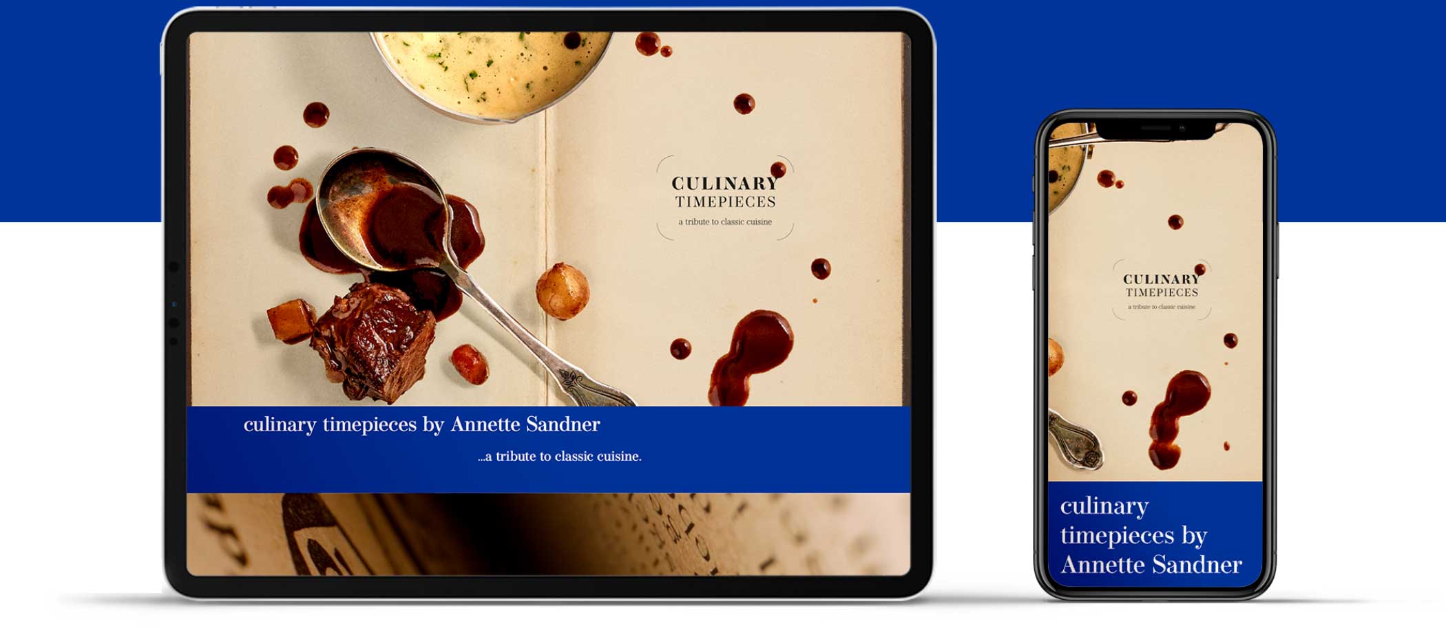 Webdesign für "Culinary Timepieces": responsive auf Desktop und Handy