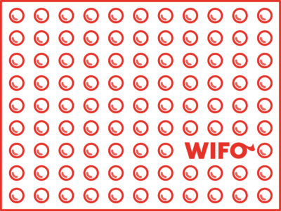 Das Kachelbild für das Webprojekt WIFO-Verpackungsfolien aus Garmisch-Patenkirchen ist wie die Oberfläche einer Luftpolsterfolie gestaltet. In der rechtsn unteren Hälfte ist das WIFO Logo in rot platziert.