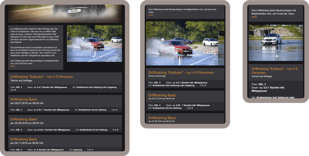 Die responsive Webseite für besser-sportlich-fahren in München wurde auf dem Content-Managementsystem Wordpress und den Programmiersprachen PHP, Javascript, HTML, CSS realisiert.
