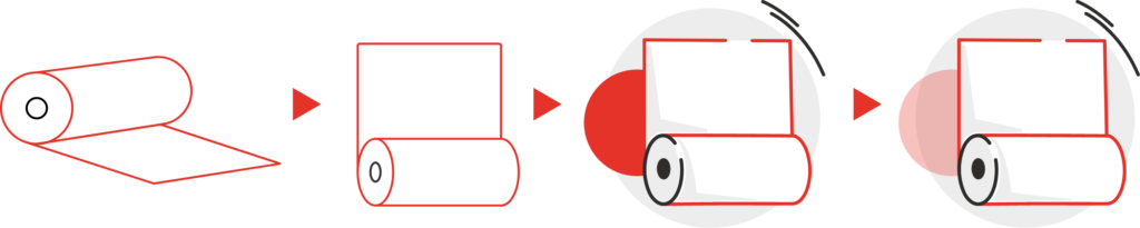 Entstehungsprozess des Icons für die Produktkategorie Rollenware für den Webauftritt WIFO-Verpackungsfolien aus Garmisch-Patenkirchen.