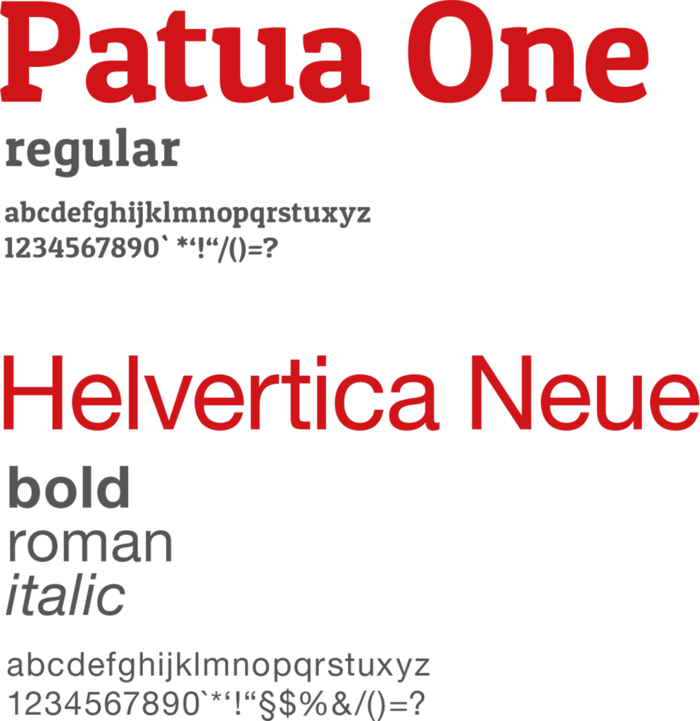 Basisschrift für Daniel Schreyer: Patua One und Helvertica Neue