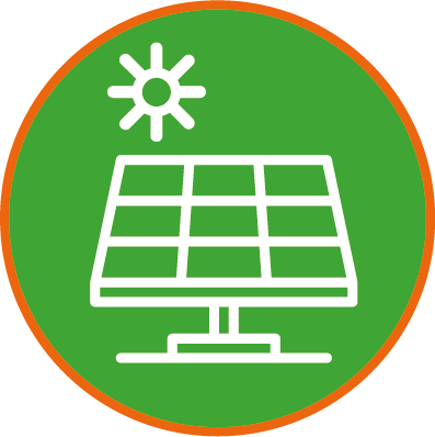 Icon Energie- weiße Solarplatte auf grünem Hintergrund