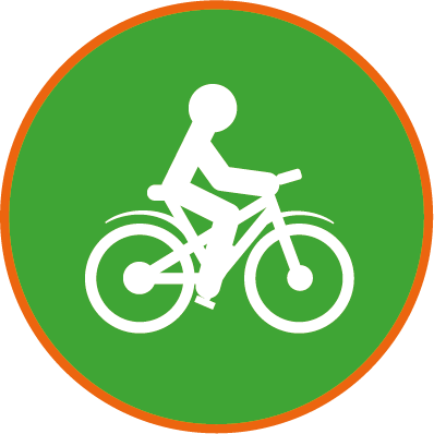 Icon Mobilität- weißes Fahrrad auf grünem Hintergrund