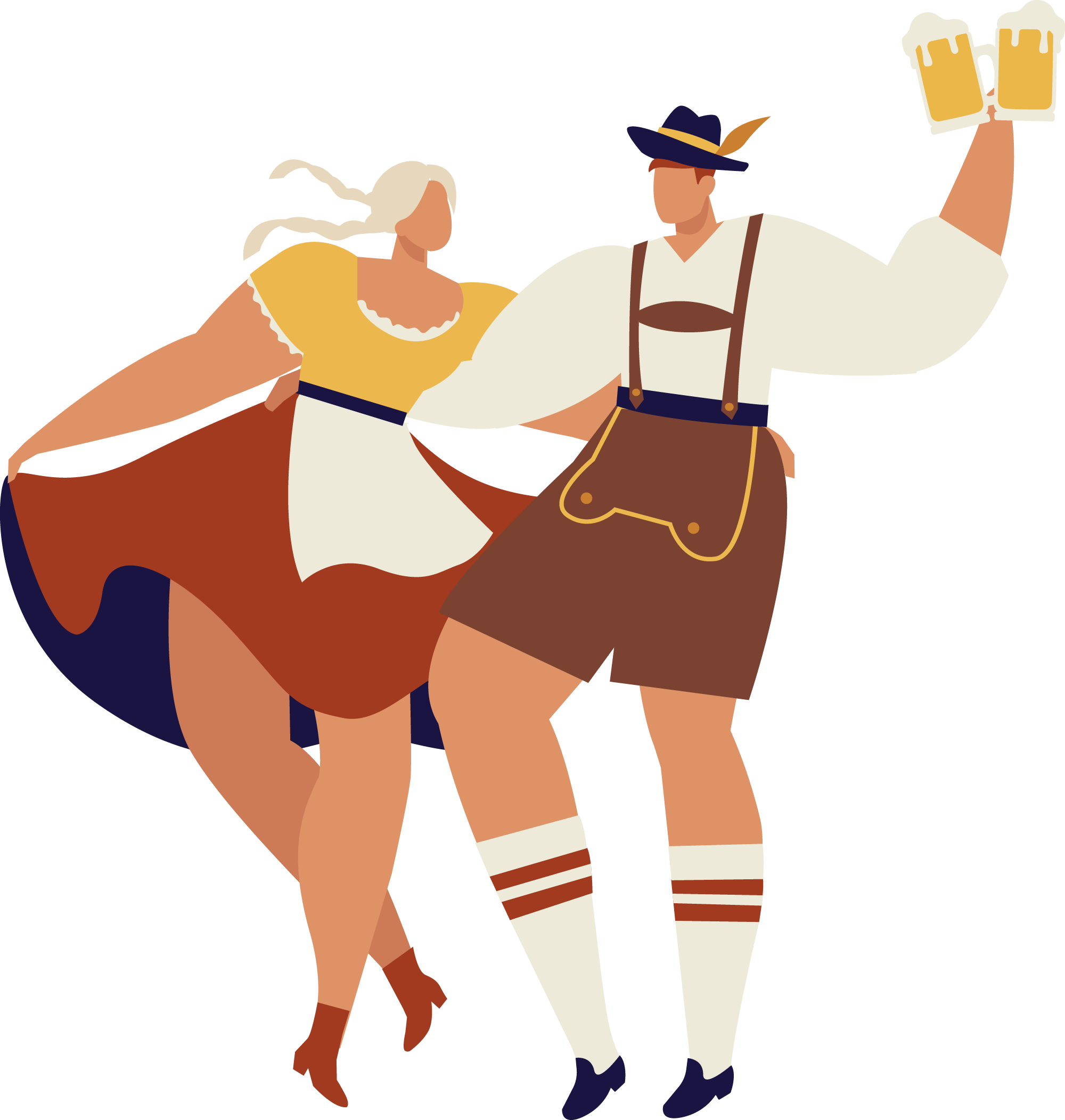 Tanzendes Päärchen, Illustration von Oktoberfestbesuchern in Tracht für unser Reservierungssystem für Gastronomie