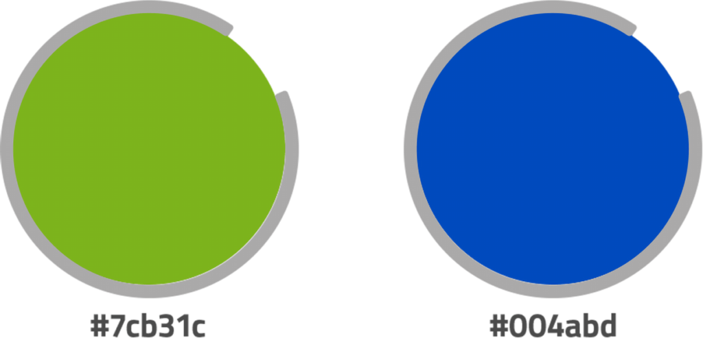 Farben des Corporate Design Geisslinger Brennstoffe in Garmisch-Patenkirchen. Es werden die Hauptfarben Grün und Blau gezeigt mit jeweiligen HEX-Code.