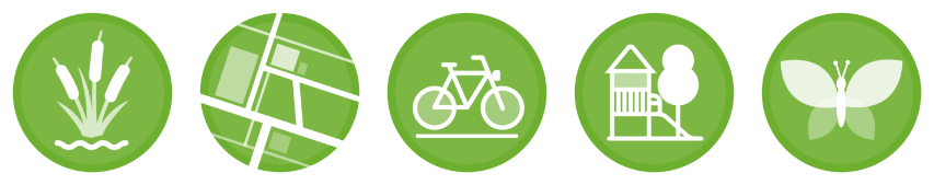 Icons der Rubrik Grünplan für die Webseite Wohnbau und Bürgerdialog Matulusgarten.