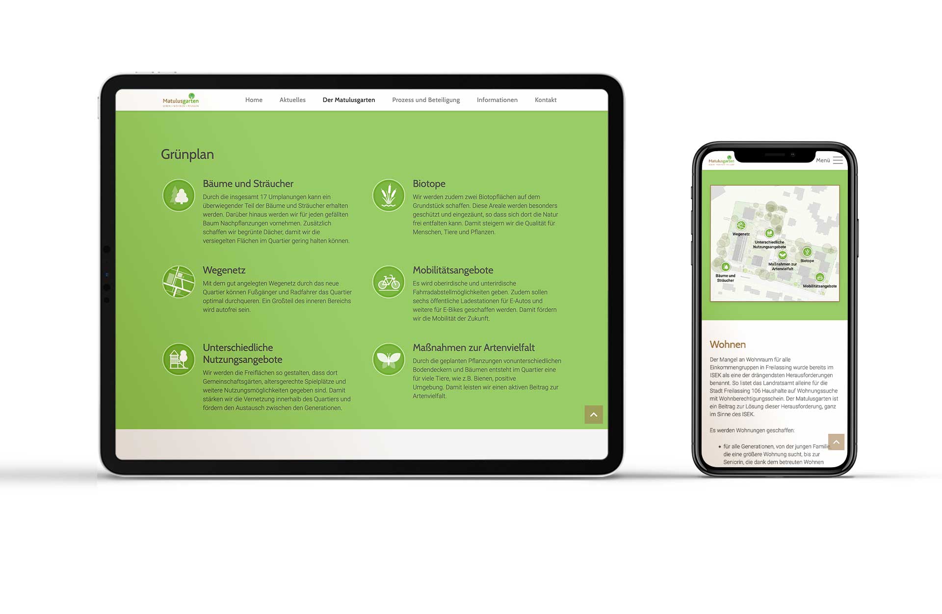 Die responsive Webseite für den Bürgerdialog Matulusgarten in München wurde auf dem Content-Managementsystem Wordpress und den Programmiersprachen PHP, Javascript, HTML, CSS realisiert.