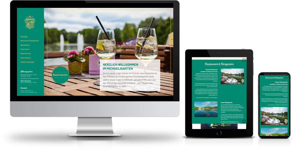 Die responsive Webseite für die Gastronomie Michaeligarten in München wurde auf dem Content-Managementsystem Wordpress und den Programmiersprachen PHP, Javascript, HTML, CSS realisiert.