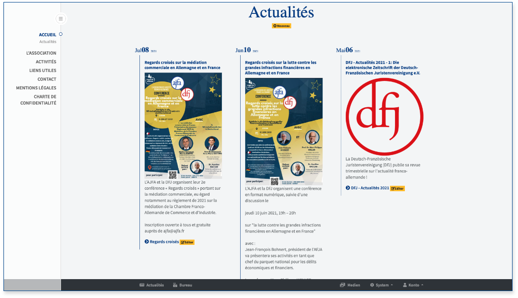 Ein speziell programmiertes Content-Management-System ermöglich eine einfache und funktionale Bearbeitung der Inhalte