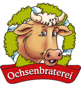 Modernisierung des Logos der Ochsenbraterei München. Aufgenfarbe des Ochsen wurde von braun zu hellblau aus den Corporate Design Farben geändert. Die Banneraufschrift wurde an die Corporate Design Schriftarten angepasst.